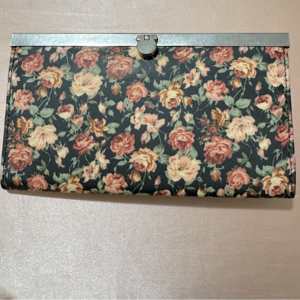 Black Poppy Floral Wallet